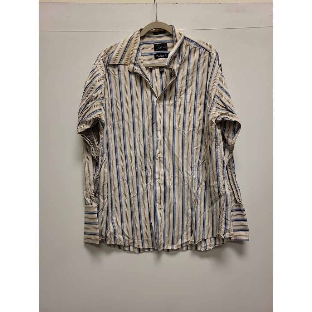 Cezani Modern Fit Shirt Mens XLarge‎ Striped Button Up Dress Casual Workwear